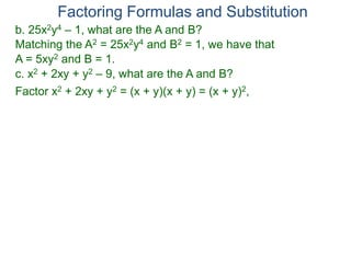 5 6 substitution and factoring formulas | PPTX