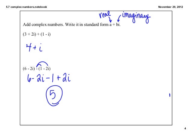 5 7 imaginary and complex numbers a bi standard form