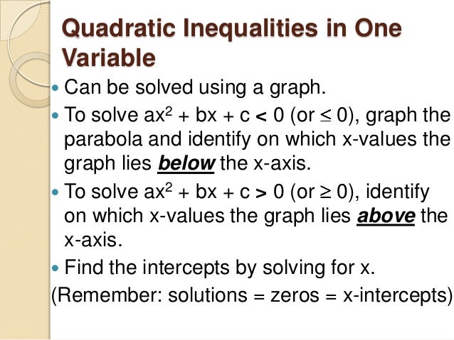 Worksheets Functions Solving Quadratic Inequalities In One Variable Worksheet 5 7 quadratic inequalities in one can be solved