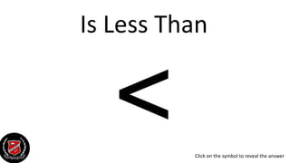 Is Less Than
Click on the symbol to reveal the answer
 