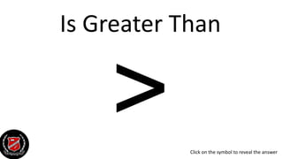 Is Greater Than
Click on the symbol to reveal the answer
 