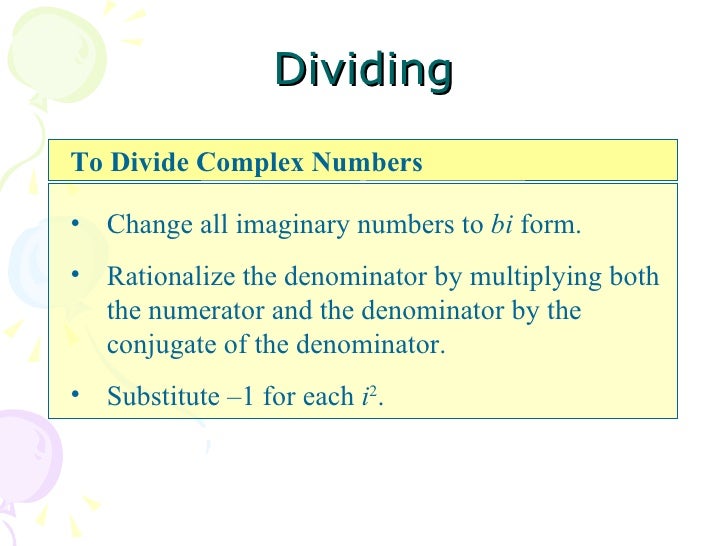 5 9 complex numbers imaginary numbers standard form