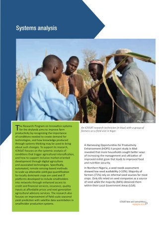ICRISAT West and Central Africa Highlights 2018: Systems analysis