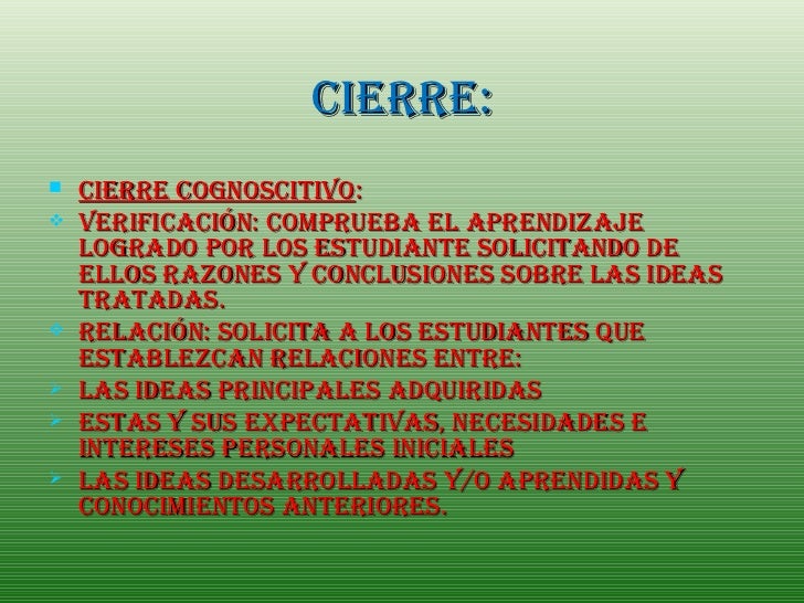 inicio y cierre