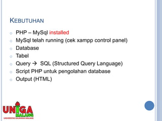 5 - Accessing-MySQL-Database by PHP - Pemrograman Internet Lanjut.pptx