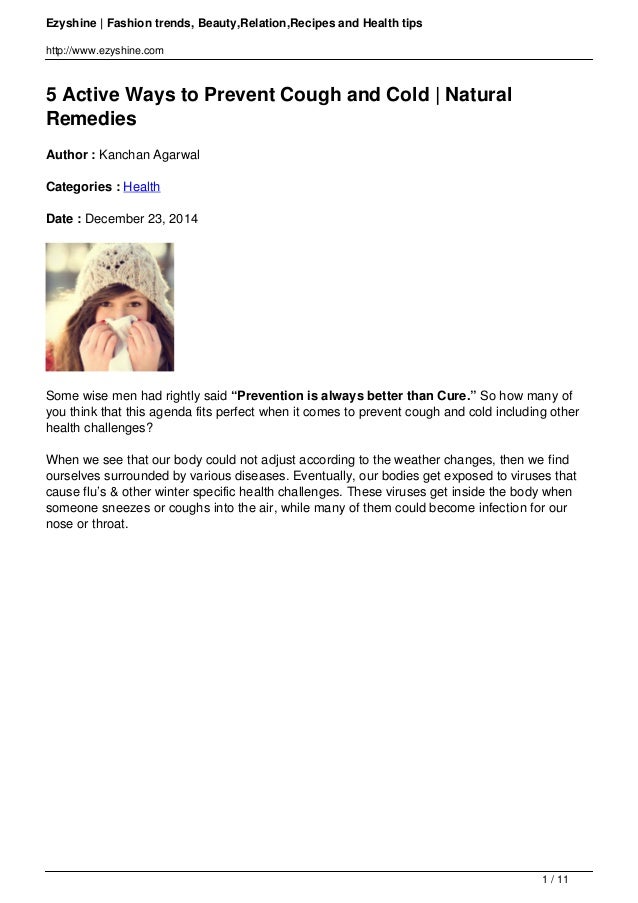 5 Active Ways to Prevent Cough and Cold Natural Remedies