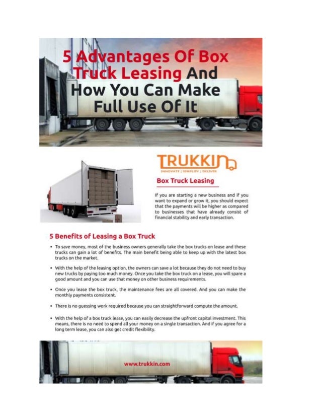5 Advantages Of Box Truck Leasing And How You Can Make Full Use Of It