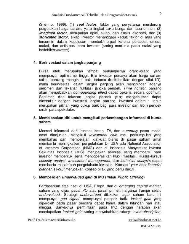 Analisis Fundamental Teknikal Dan Program Metastock