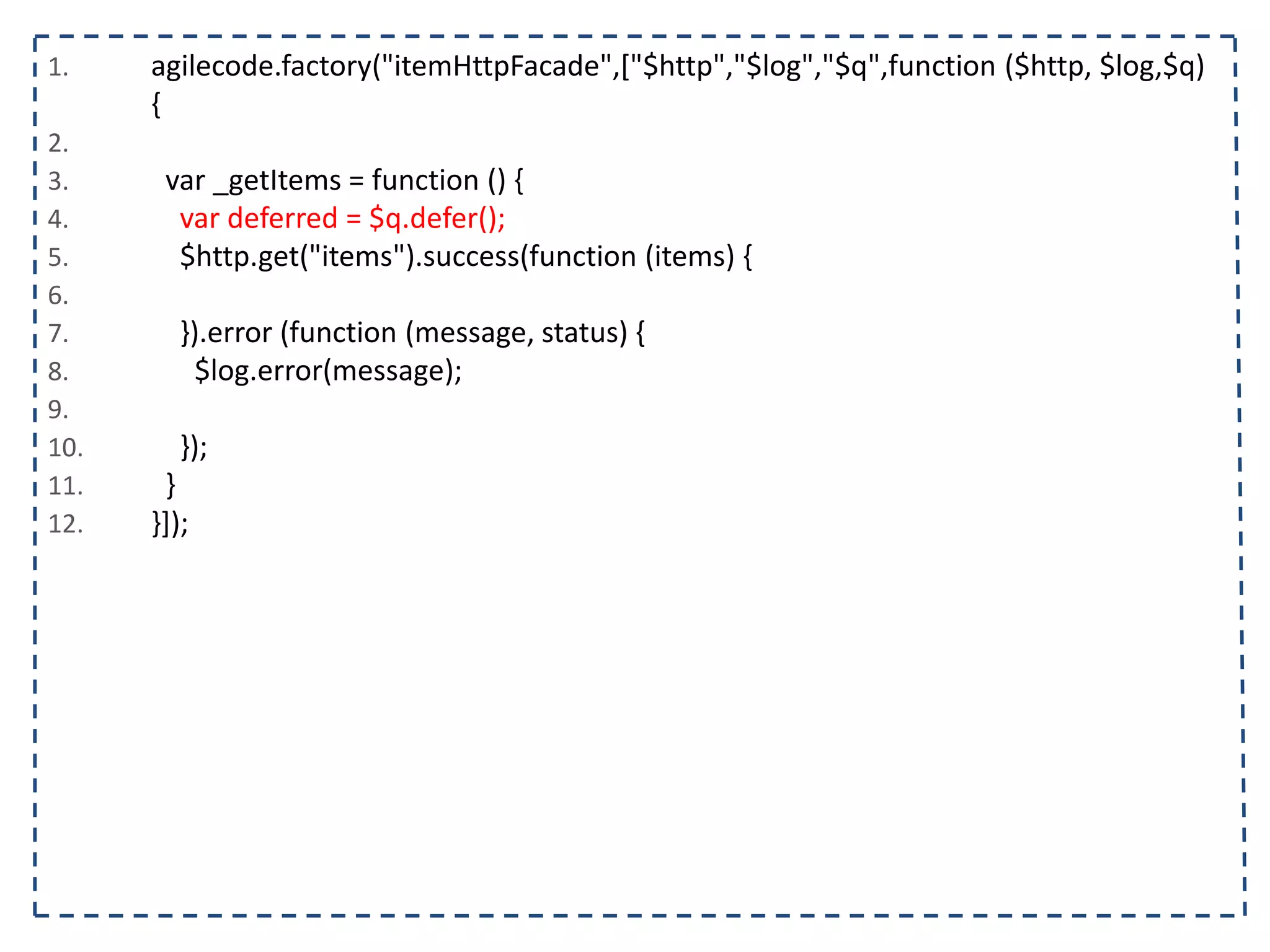 1. <body ng-controller="listaTelefonicaCtrl"> 2. <h1>{{titulo}}</h1> 3. <table ng-show="contatos.length > 0"> 4. <tr> 5. <th></th><th>Nome</th><th>Telefone</th><th>Operadora</th> 6. </tr> 7. <tr ng-class="{selecionado: contato.selecionado}" ng-repeat="contato in contatos"> 8. <td><input type="checkbox" ng-model="contato.selecionado"/></td> 9. <td>{{contato.nome}}</td> 10. <td>{{contato.telefone}}<td/> 11. <td>{{contato.operadora}}</td> 12. </tr> 13. </table> 14. <form name="contatoForm"> 15. <input type="text" ng-model="contato.nome" placeholder="Nome" ng-required="true"/> 16. <input type="text" ng-model="contato.telefone" placeholder="Telefone" ng-required="true"/> 17. <select ng-model="contato.operadora" ng-options="operadora for operadora in operadoras"></select> 18. </form> 19. <button ng-click="adicionarContato(contato)" ng-disabled=""> 20. Adicionar 21. </button> 22. </body> 23. </html> 