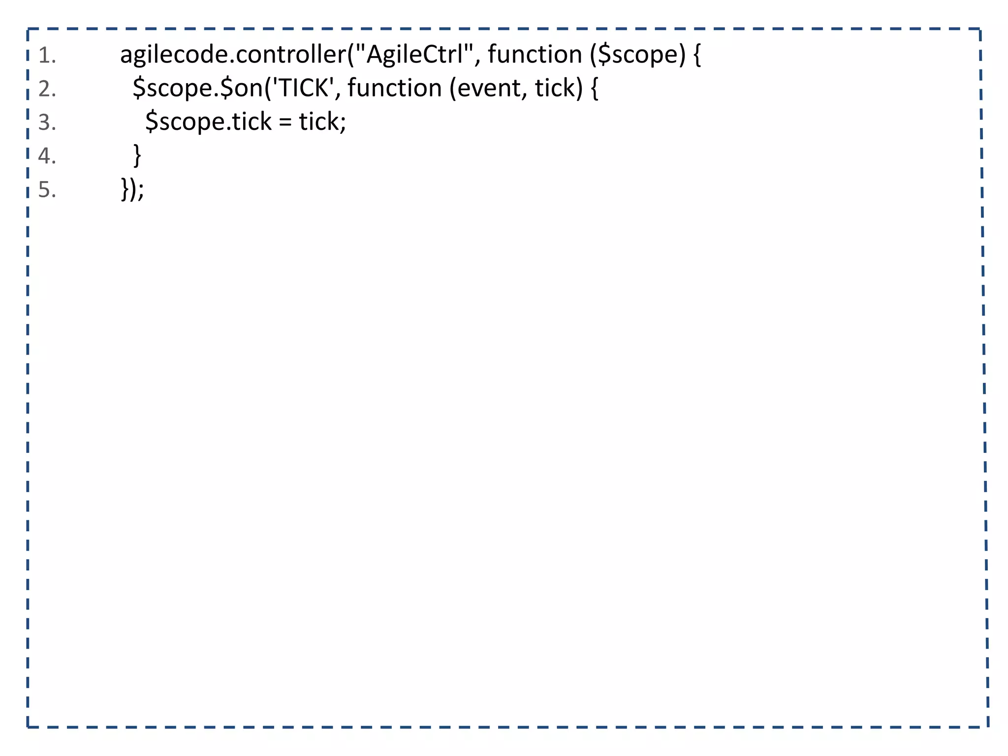 1. <body ng-controller="listaTelefonicaCtrl"> 2. <h1>{{titulo}}</h1> 3. <table ng-show="contatos.length > 0"> 4. <tr> 5. <th></th><th>Nome</th><th>Telefone</th><th>Operadora</th> 6. </tr> 7. <tr ng-class="{selecionado: contato.selecionado}" ng-repeat="contato in contatos"> 8. <td><input type="checkbox" ng-model="contato.selecionado"/></td> 9. <td>{{contato.nome}}</td> 10. <td>{{contato.telefone}}<td/> 11. <td>{{contato.operadora}}</td> 12. </tr> 13. </table> 14. <form name="contatoForm"> 15. <input type="text" ng-model="contato.nome" placeholder="Nome" name="nome" ng-required="true"/> 16. <input type="text" ng-model="contato.telefone" placeholder="Telefone" name="telefone" ng- required="true"/> 17. <select ng-model="contato.operadora" ng-options="operadora for operadora in operadoras"></select> 18. </form> 19. <span ng-hide="contatoForm.nome.$valid">Por favor, preencha o nome!</span> 20. <span ng-hide="contatoForm.telefone.$valid">Por favor, preencha o telefone!</span> 21. <button ng-click="adicionarContato(contato)" ng-disabled="contatoForm.$invalid"> 22. Adicionar 23. </button> 24. </body> 25. </html> 