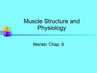 Muscle Structure and Physiology Marieb: Chap. 9 