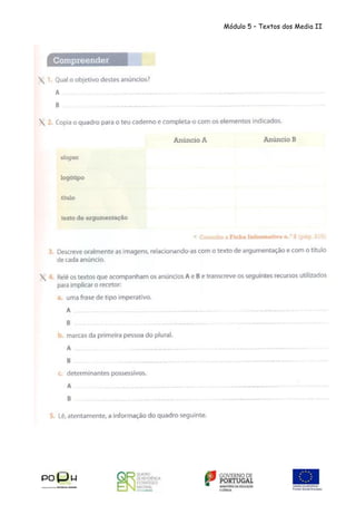 Módulo 5 – Textos dos Media II

 