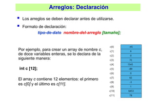 Explicacion de como usar e implementar arreglos en c++ | PDF