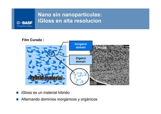 Nano sin nanoparticulas:
            iGloss en alta resolucion


   Film Curado :




 iGloss es un material hibrido

 Alternando dominios inorgánicos y orgánicos
 