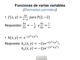 Funciones de varias variables
    (Derivadas parciales)
 