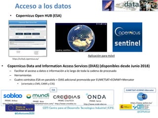 Acceso a los datos
https://scihub.copernicus.eu/
Aplicación para móvil
• Copernicus Data and Information Access Services (...