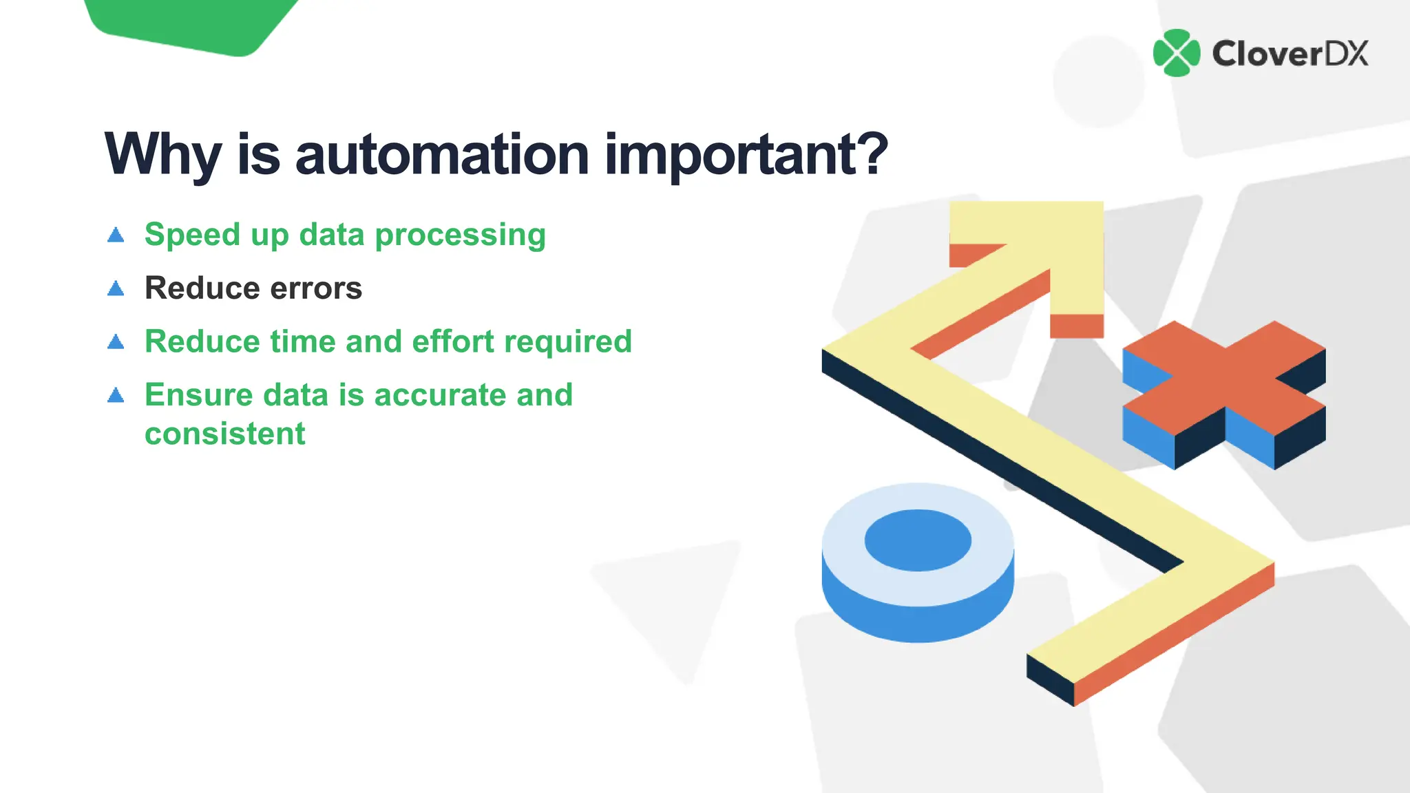 Speed up data processing
Reduce errors
Reduce time and effort required
Ensure data is accurate and
consistent
Why is automation important?
 