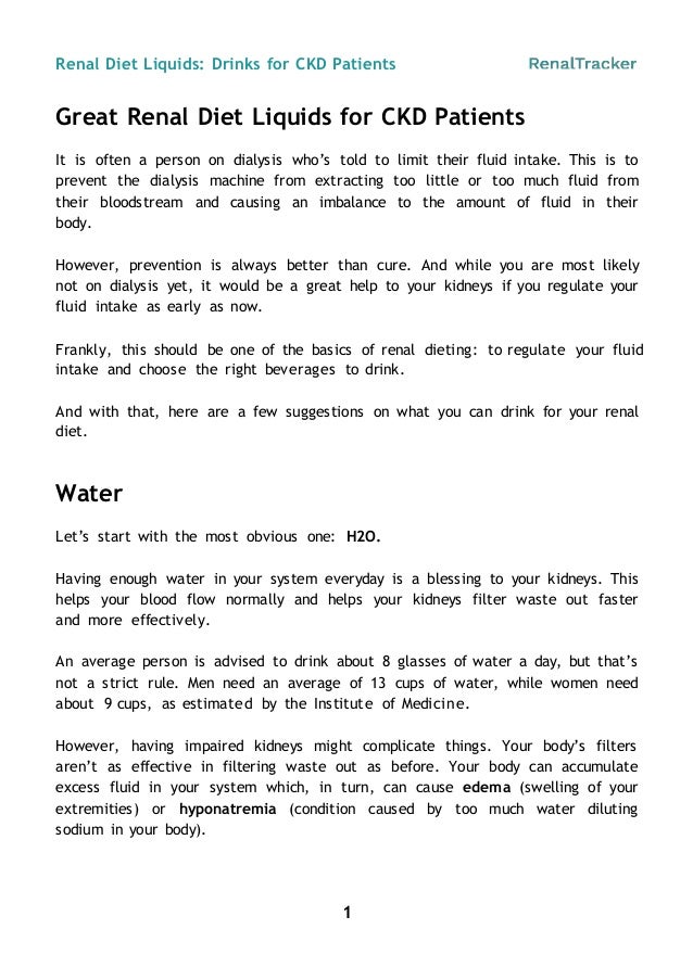 Renal Diet 101 Drinks for CKD Patients