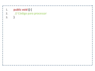 1. public void () {
2. // Código para processar
3. }
 