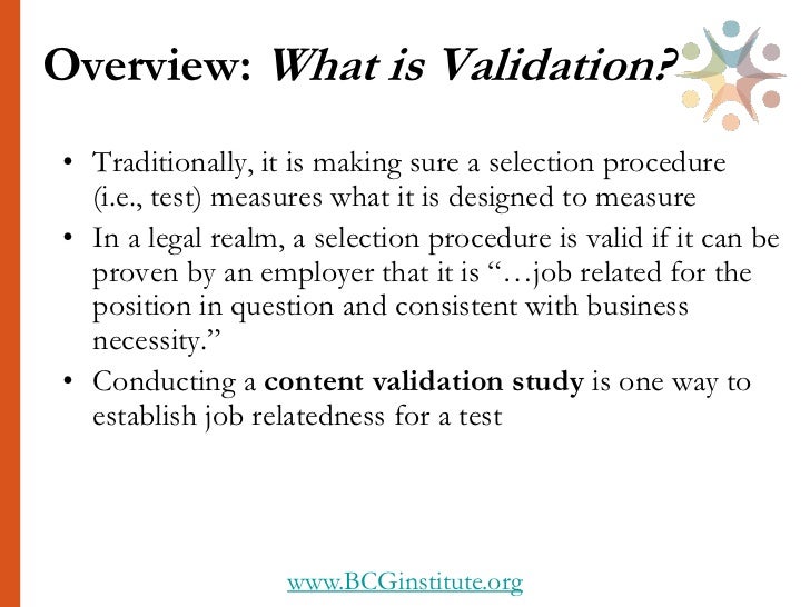 Completing a Content Validation Study (Overview)