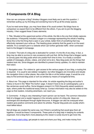 5 Components Of A Blog | PDF