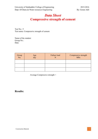 5 compressive strength of cement | PDF