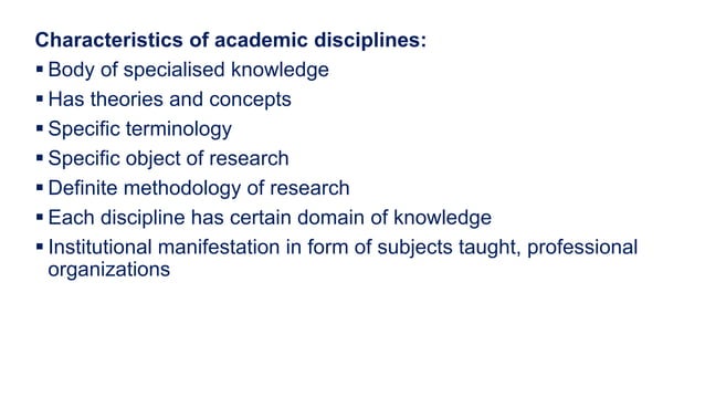 5 concept of disciplines and their relation to various school subjects ...