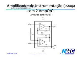 Amplificador de Instrumentação (InAmp)
      UNIVERSIDADE FEDERAL DE SERGIPE
      CENTRO DE CIÊNCIAS EXATAS E TECNOLOGIA
      NÚCLEO DE ENGENHARIA MECÂNICA

           com 2 AmpOp’s
                                   AmpOp’s p
                                     p p particulares




11/08/2009 17:49                 Prof. Douglas Bressan Riffel   34
 