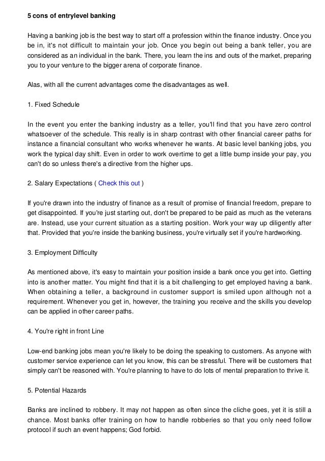 5 cons of entry level banking and finance jobs best entry level finance jobs
