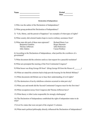 what historical documents influenced the declaration of independence