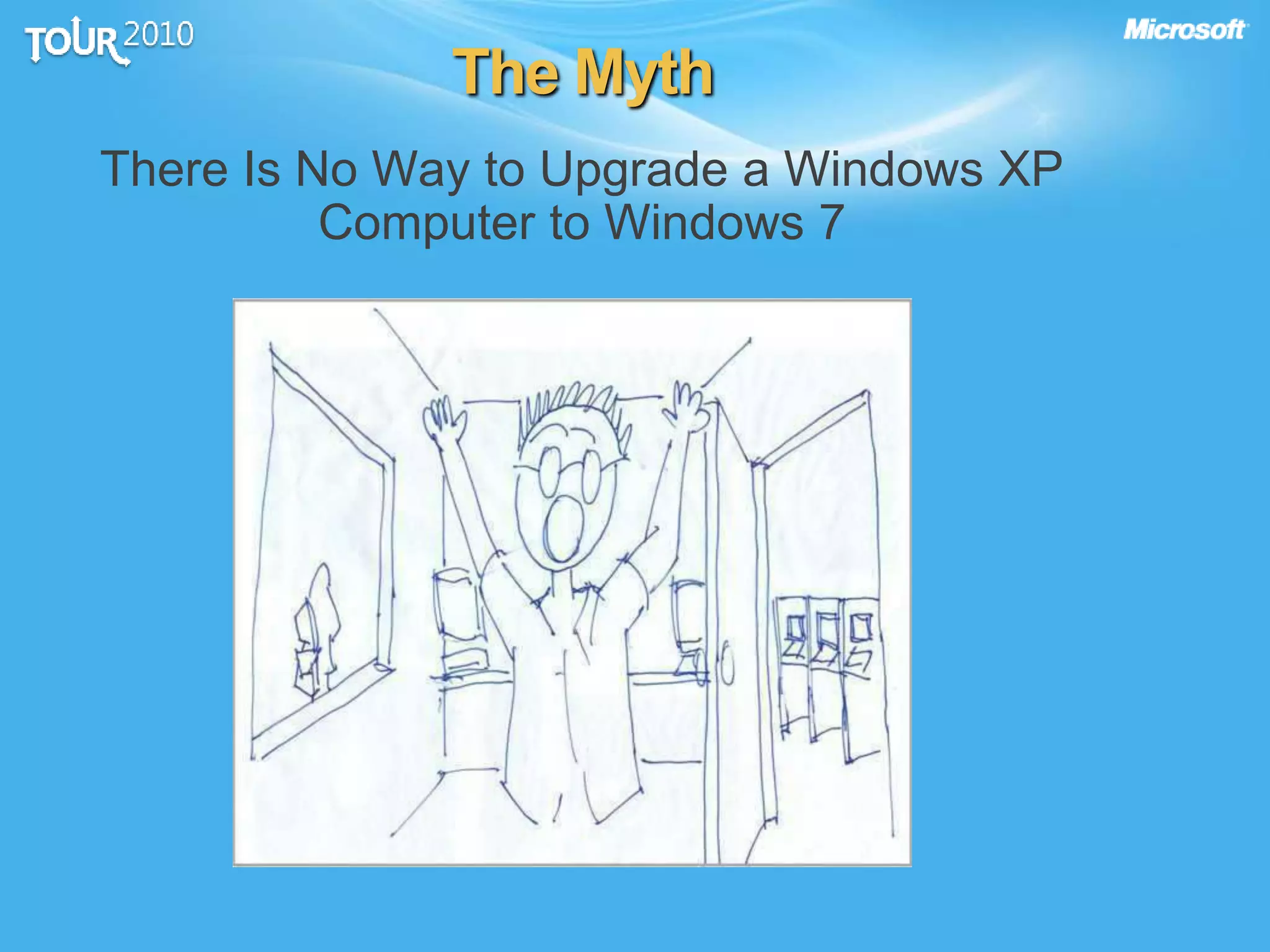The Myth
There Is No Way to Upgrade a Windows XP
Computer to Windows 7
 