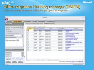 Office Migration Planning Manager (OMPM)
Evaluate, identify, & migrate Office files for OpenXML migration
 