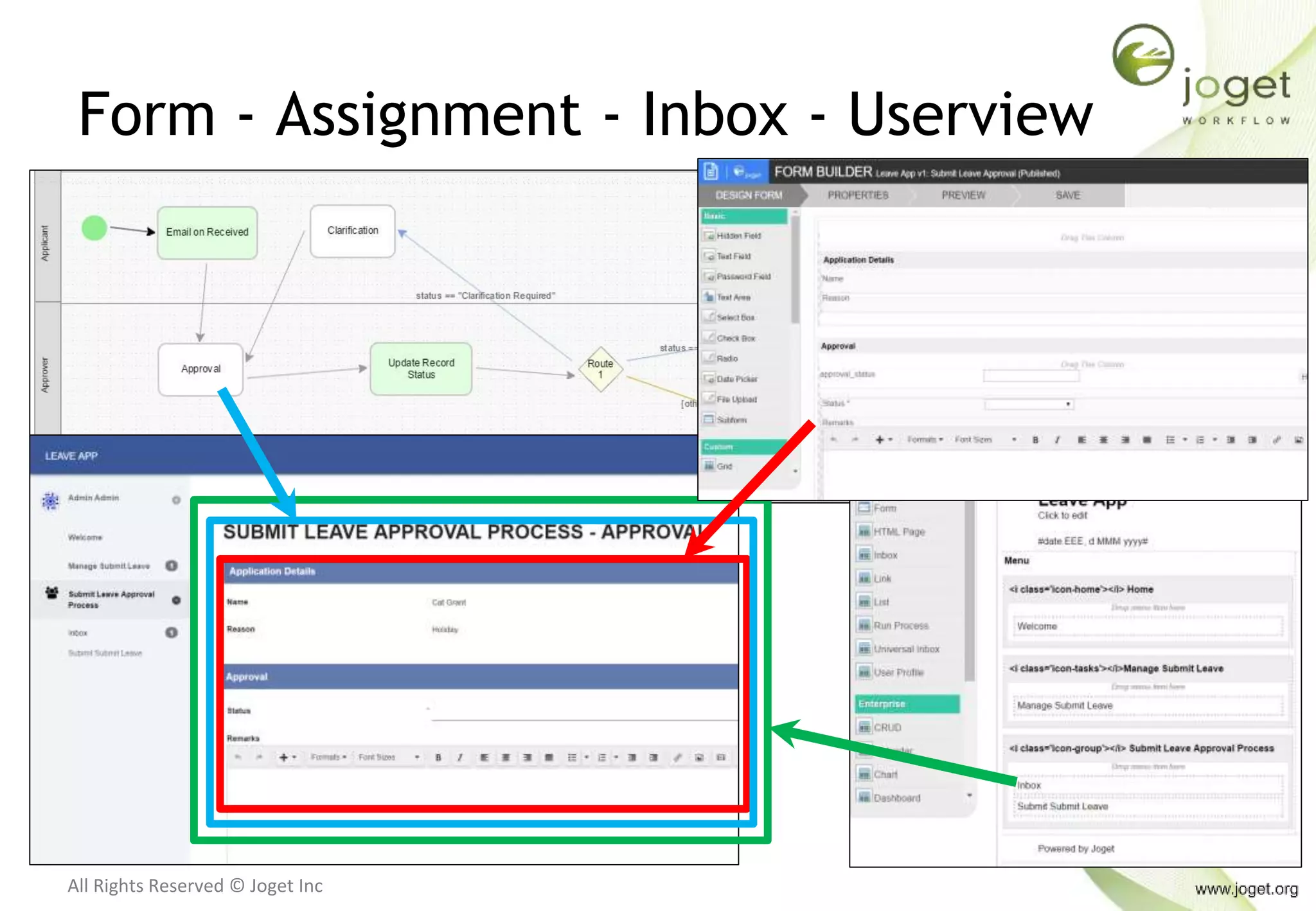 All Rights Reserved © Joget Inc
Form - Assignment - Inbox - Userview
 
