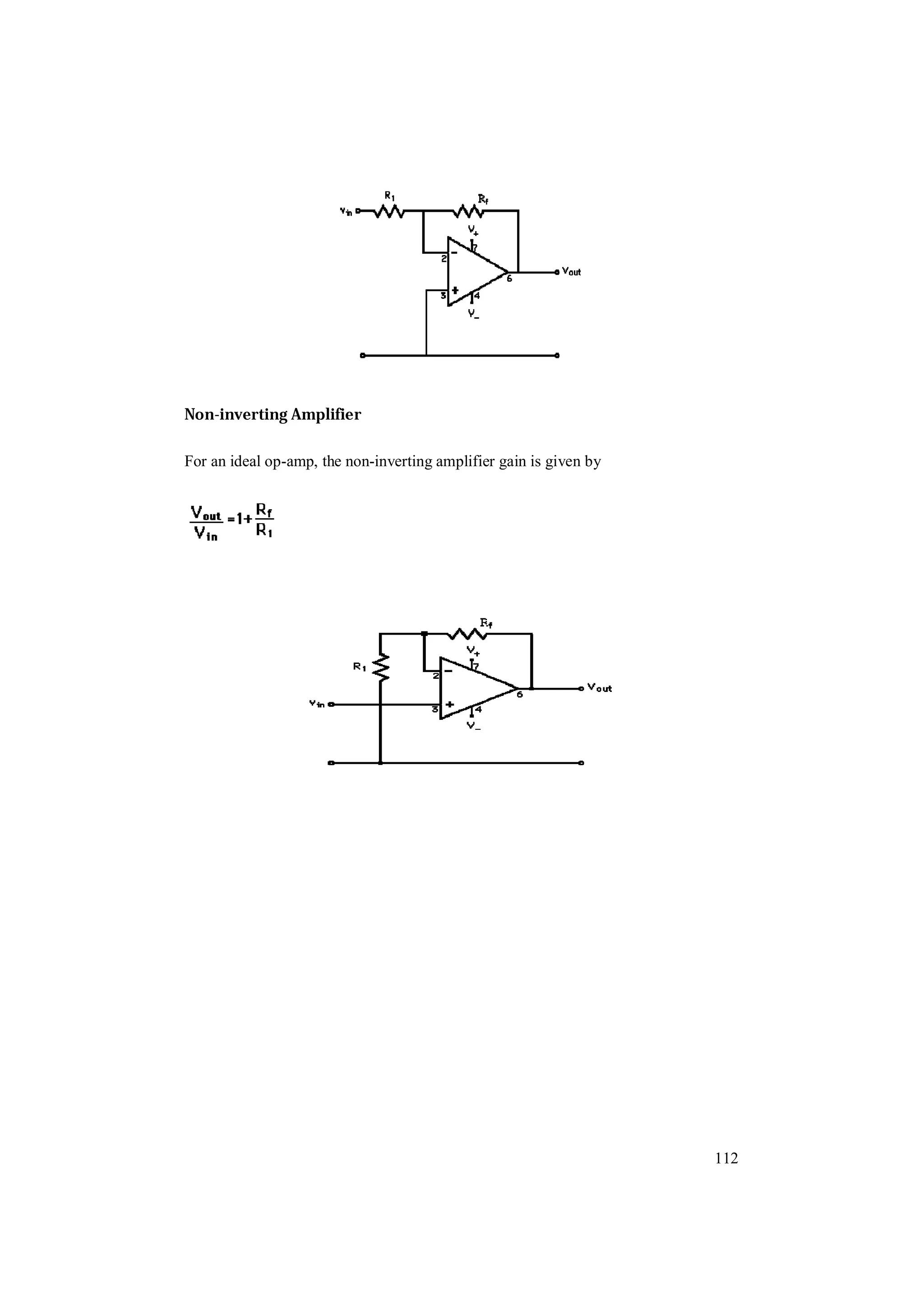 112
Non-inverting Amplifier
For an ideal op-amp, the non-inverting amplifier gain is given by
 
