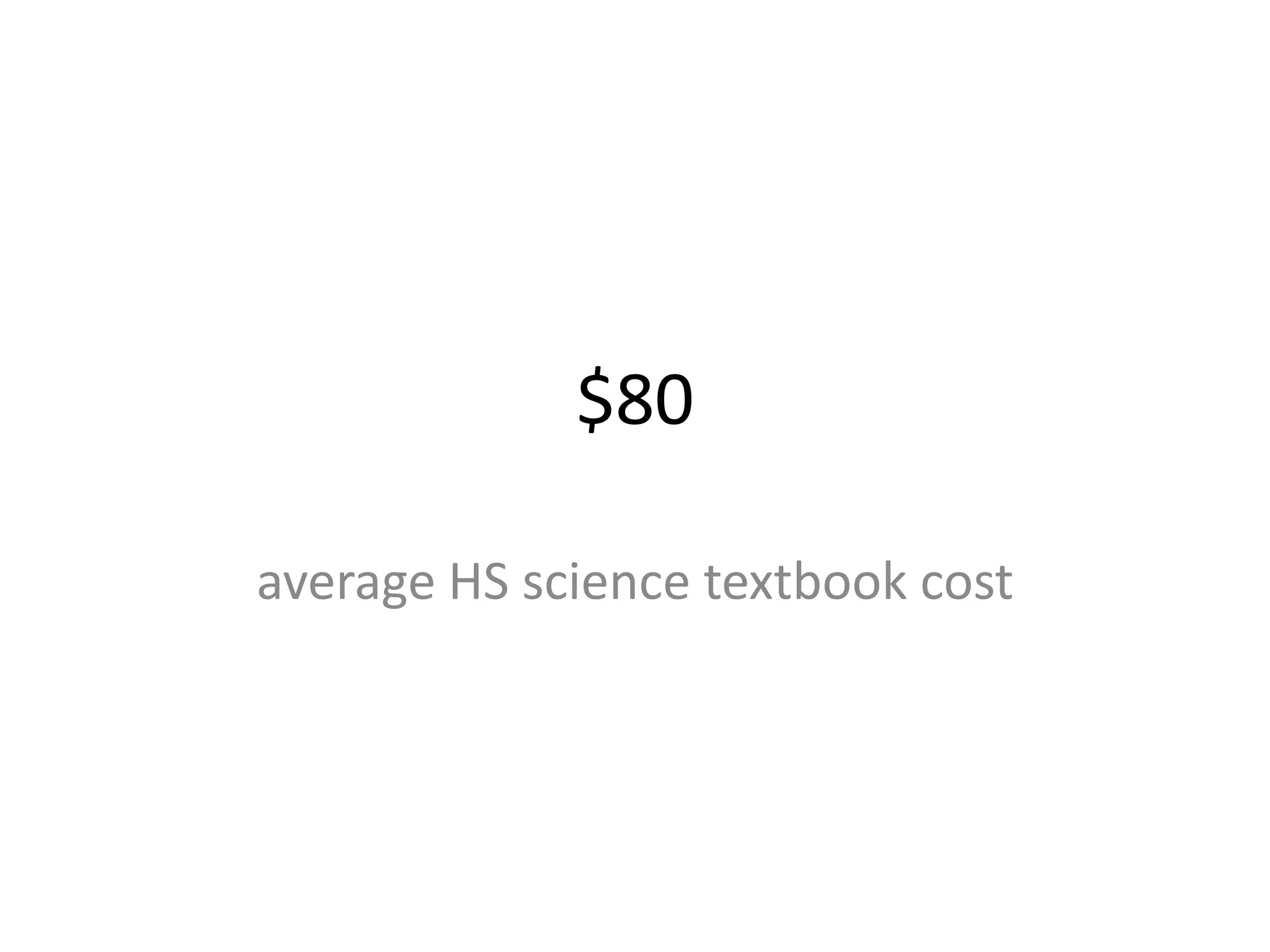 $80

average HS science textbook cost
 
