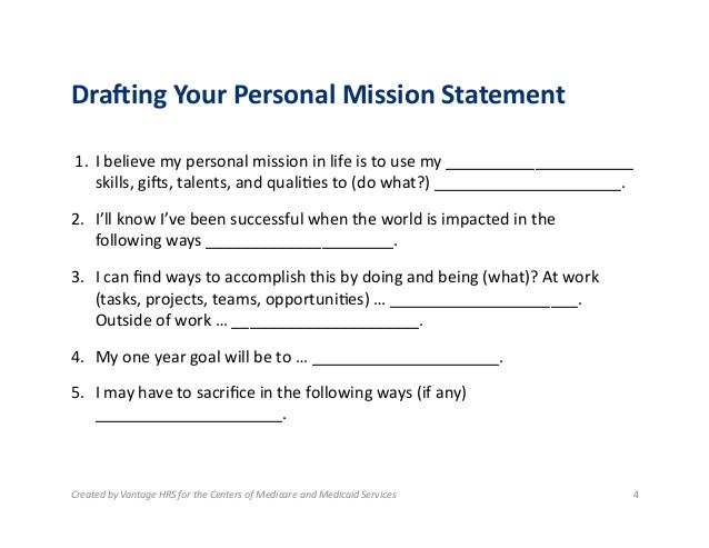 1 5 drafting your personal mission statement writing a personal mission statement