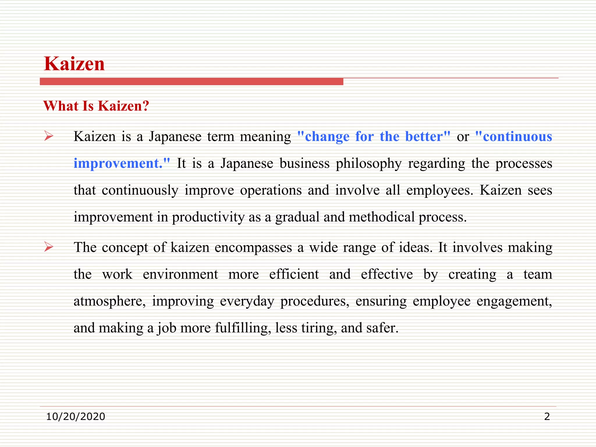 5Elements of kaizen in Total Quality Management PPT