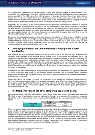 Beyond Theory: e-Participatory Budgeting and its Promises for eParticipation