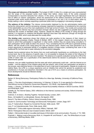 Beyond Theory: e-Participatory Budgeting and its Promises for eParticipation