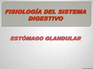 FISIOLOGÍA DEL SISTEMA
       DIGESTIVO


 ESTÓMAGO GLANDULAR
 