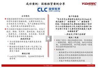 ɹް


              ˾                                   ͻĸ
?޹˾ǹҿпع                          ?ΪҵĹ˾,OracleΪ
 Ӫķнڻעʱ80Ԫ                         ṩˡӪ +ޡ
 ˾Ա180ˣʲܶ1000                      ͳһĶ˵ƽ̨,ǽ˺ܶ
 ԪǹĽ޹˾                              ֹԼԵĹ,Ϊҵź
?Ϊҿеҵƽ̨γ                          ƽ̨Žʡ˴ʱЧ
 աóʩͨ                                ?
 Դ̻е˾豸ҵ                               -- ԶΪ, ITܾ
 ҵ񲢾ٵķչ֡
                                                        ״ / 
             սͻ
                                              ? ʵĿһ彨Ŀ꣬ʵͳ
  ? ΪǰϿͻṩˮ׼                            һԴ淶̣ϸָ
    ķ                                         ꣬ҵ񣬳ͳһЧ
  ? еĽڲﵥһ,չ˴                           ҵͲƽ̨
    ֻרҵ޵ҵչ                          ? ܹ
    춨˻
                                                 - ޹˾ҵ淶Ժͷտ
              
                                                 - ߹˾ҵݵ׼ȷԺͼʱ
  ? oracle׼޹Ͳ
                                              - ߱ʵЧԺ
                                                 - Ϊͻ͹Ӧṩ߼ֵ
                                                                           13
                        For a flatter world                          YIDATEC 2012
                                                                     YIDATEC 2012
 