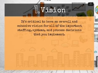 It’s critical to have an overall and
cohesive vision for all of the important
staffing, systems, and process decisions
tha...