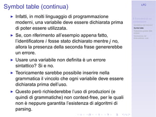 Linguaggi Formali e Compilazione: Frontend