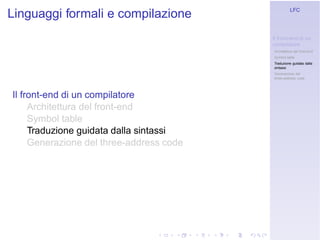 Linguaggi Formali e Compilazione: Frontend