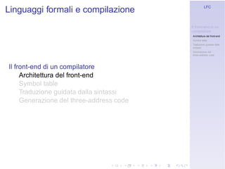 Linguaggi Formali e Compilazione: Frontend