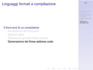 Linguaggi Formali e Compilazione: Frontend