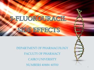 DEPARTMENT OF PHARMACOLOGY
FACULTY OF PHARMACY
CAIRO UNIVERSITY
NUMBERS 40684-40700 1
 