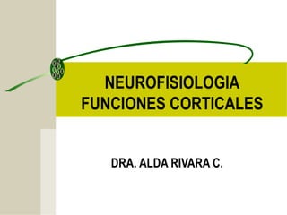 NEUROFISIOLOGIA
FUNCIONES CORTICALES


   DRA. ALDA RIVARA C.
 