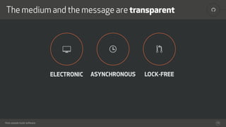 !
How people build software
The medium and the message are transparent
10
+ ' )
ELECTRONIC ASYNCHRONOUS LOCK-FREE
 