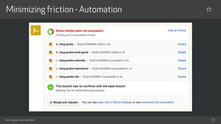 How people build software
!Minimizing friction - Automation
20
 